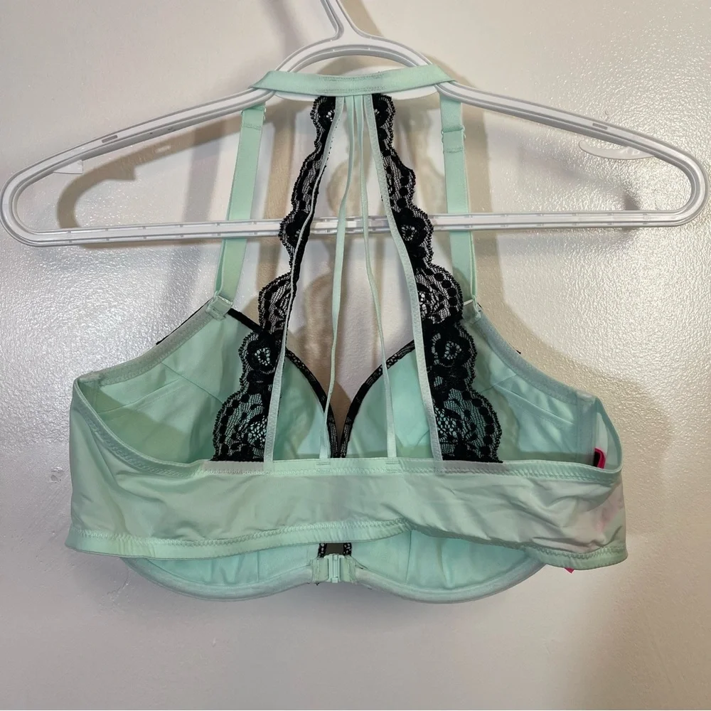 36 D Mint And Black Lacygreen La Senza Front Clip Bra - Picture 2 of 10